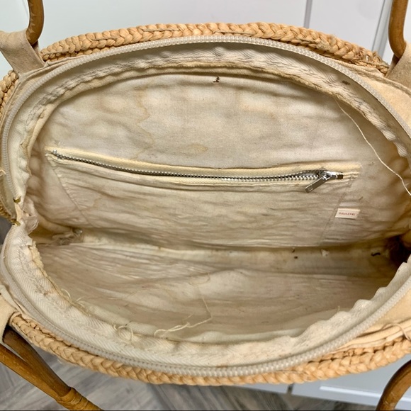 Vintage Woven Straw Half Moon Rattan Whicker Purse Clutch boho aesthetic modern - Picture 8 of 10